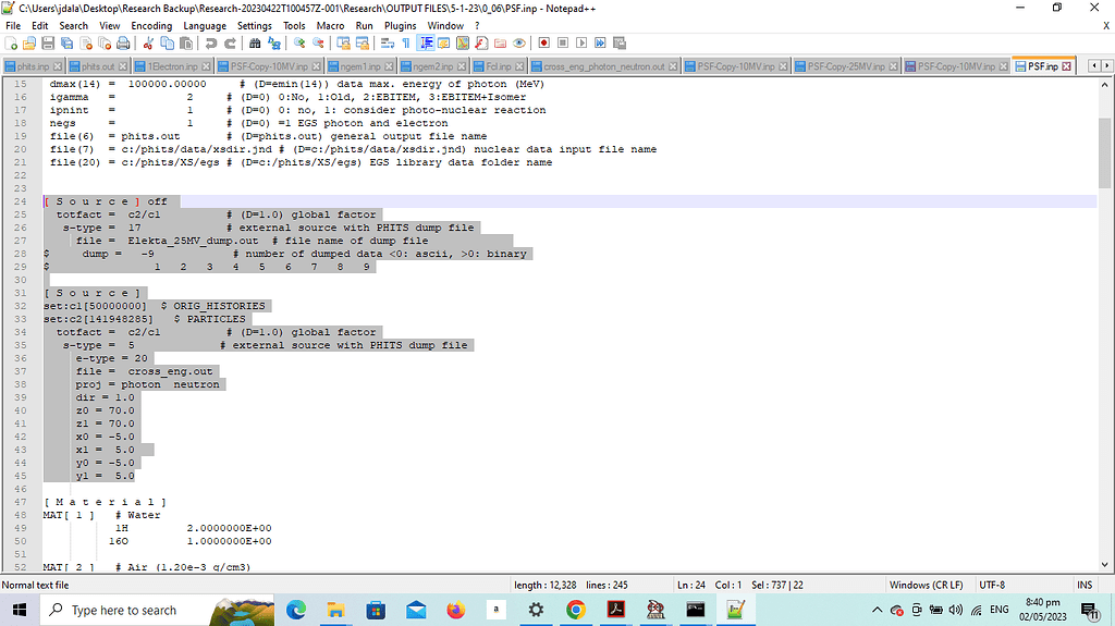 PSF.inp file - Questions - PHITS Forum